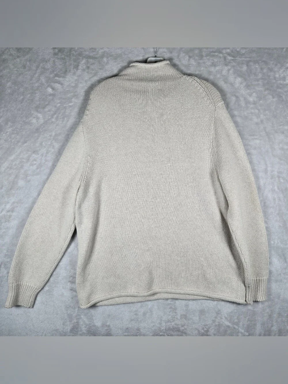 J Crew Always Rollneck Knit Sweater Mens Large Cream Cotton Solid Fisherman NWT